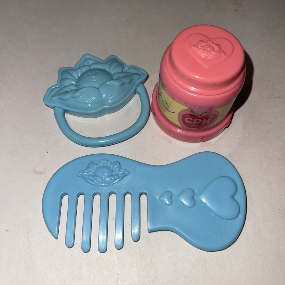 2004 Cabbage‎ Patch Kids CPK accessories 3 pcs:  rattle, comb, and baby food